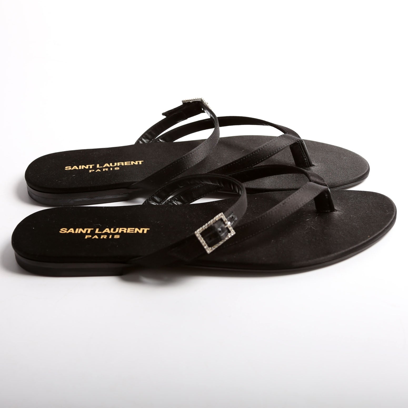 Laszlo Satin Crepe Sandals Size 39 Black