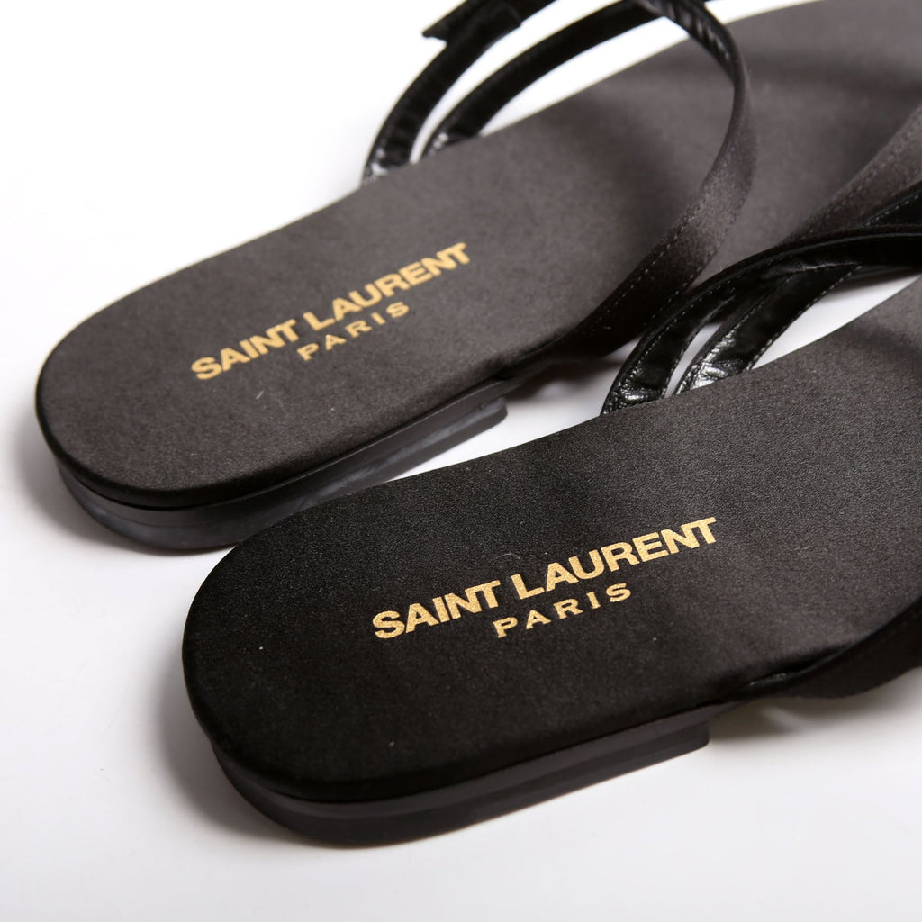 Laszlo Satin Crepe Sandals Size 39 Black
