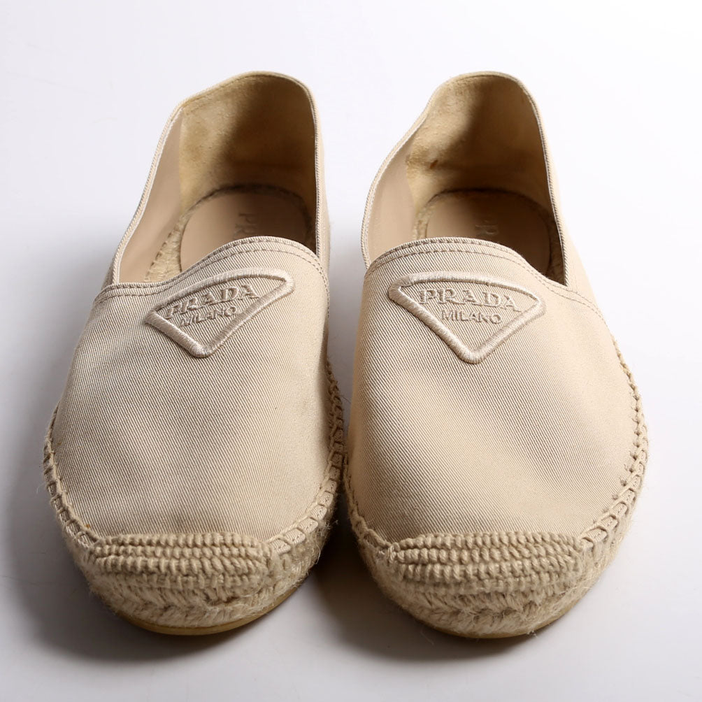 Triangle Logo Canvas Espadrilles Size 39 Tan