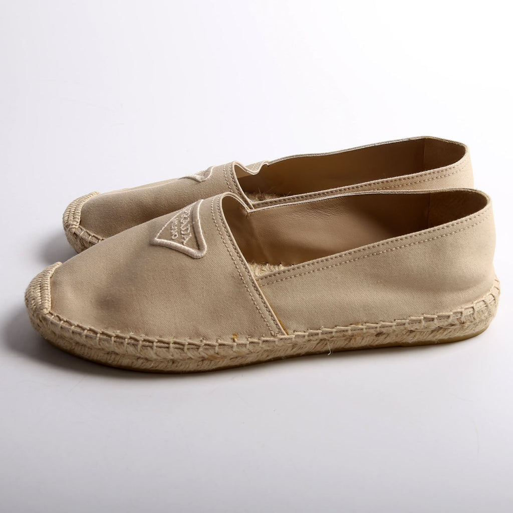 Triangle Logo Canvas Espadrilles Size 39 Tan