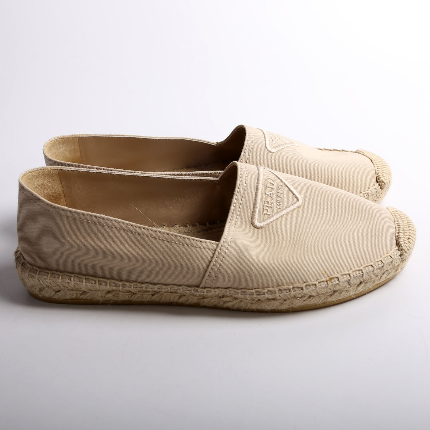 Triangle Logo Canvas Espadrilles Size 39 Tan