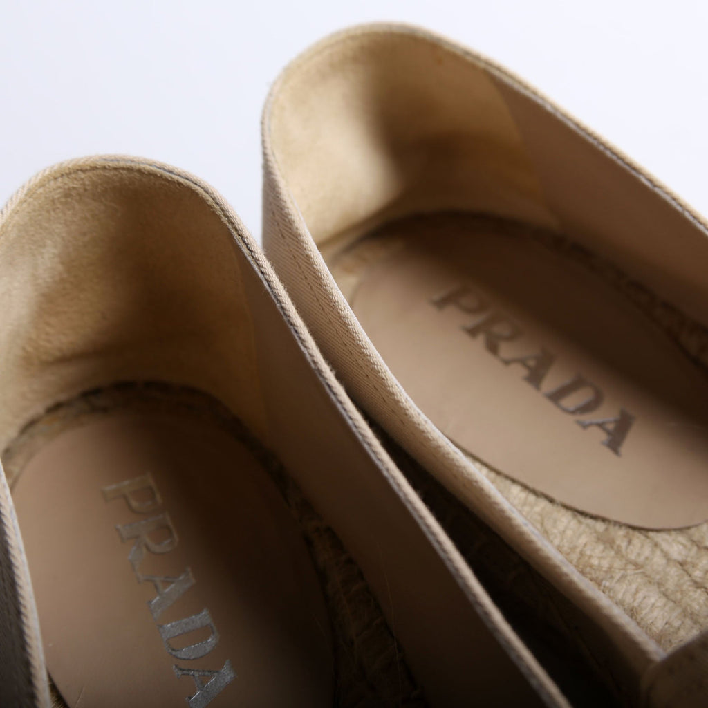 Triangle Logo Canvas Espadrilles Size 39 Tan