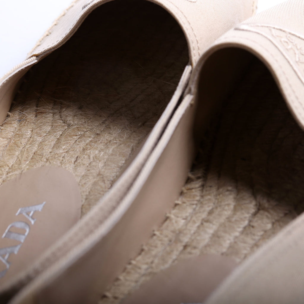 Triangle Logo Canvas Espadrilles Size 39 Tan