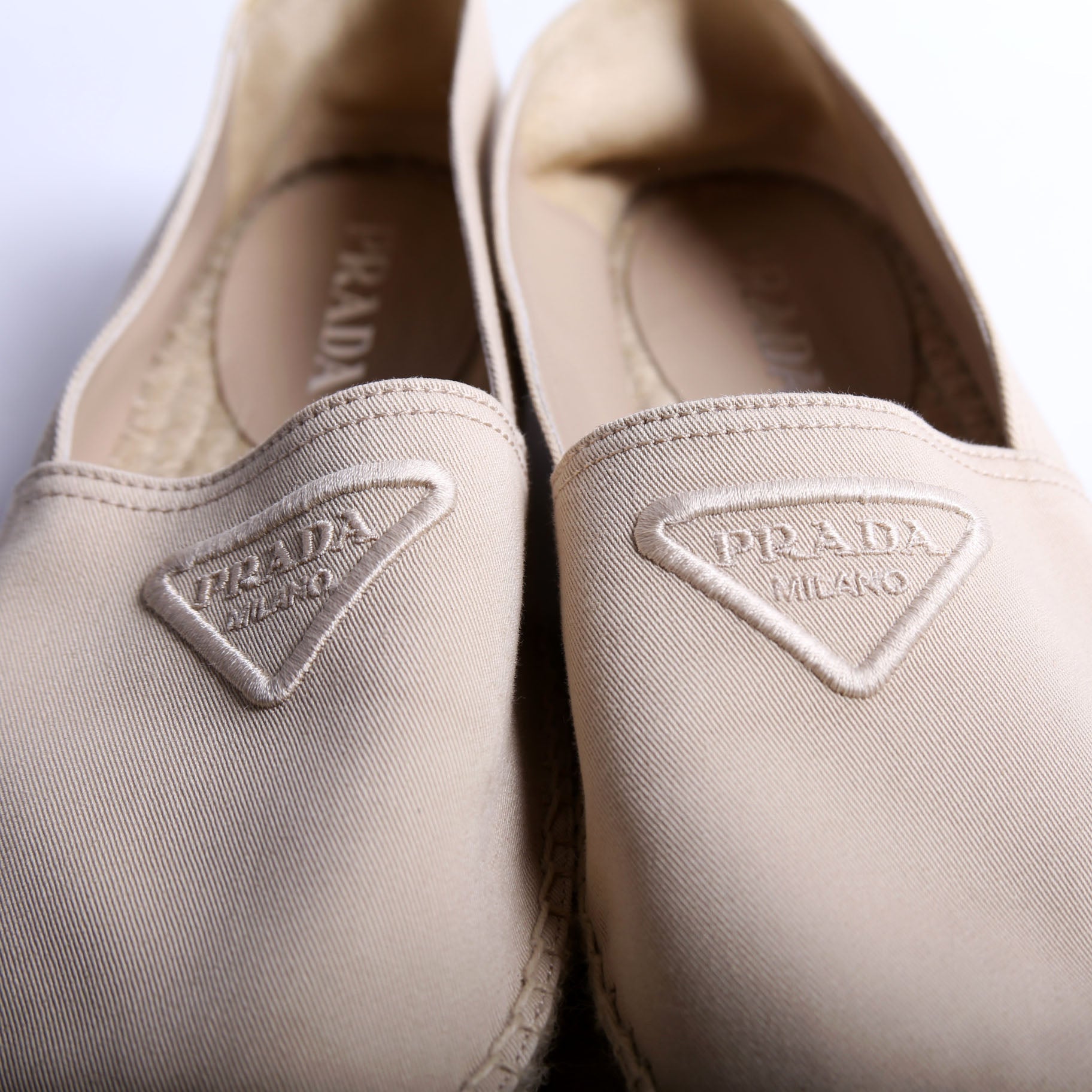 Triangle Logo Canvas Espadrilles Size 39 Tan