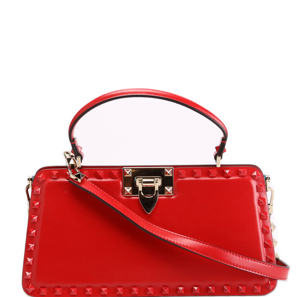 Rockstud Top Handle Clutch Red