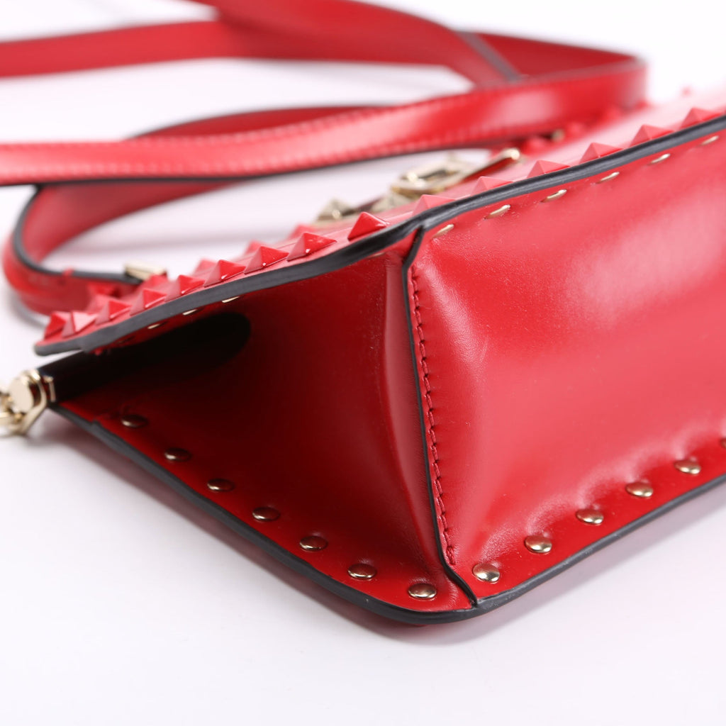 Rockstud Top Handle Clutch Red