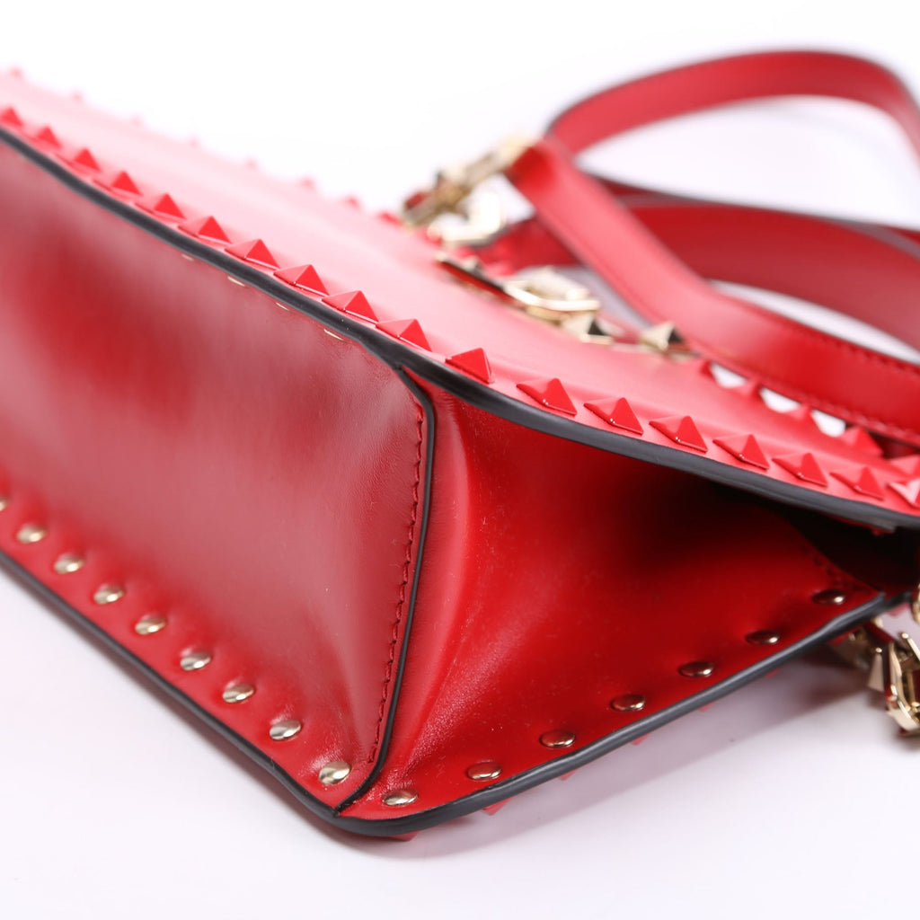 Rockstud Top Handle Clutch Red