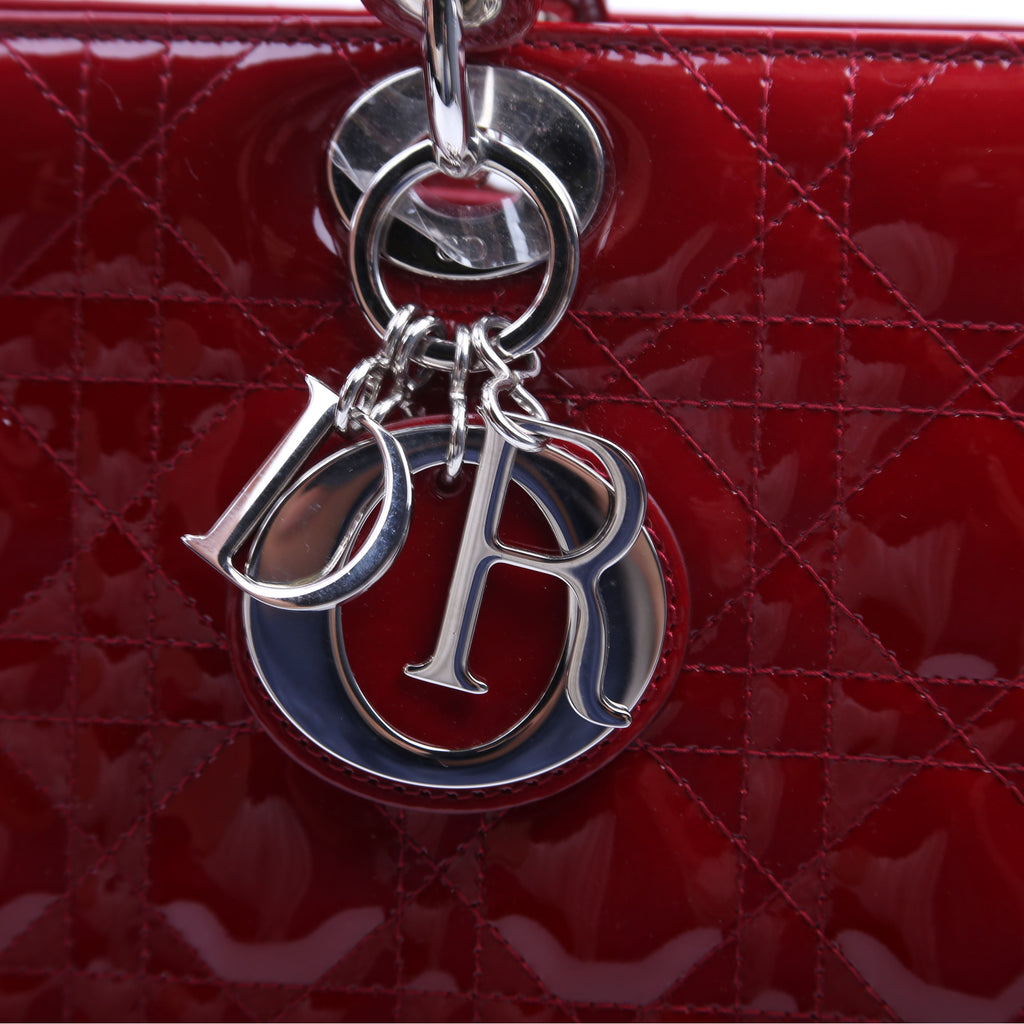Lady Dior Large Patent Red