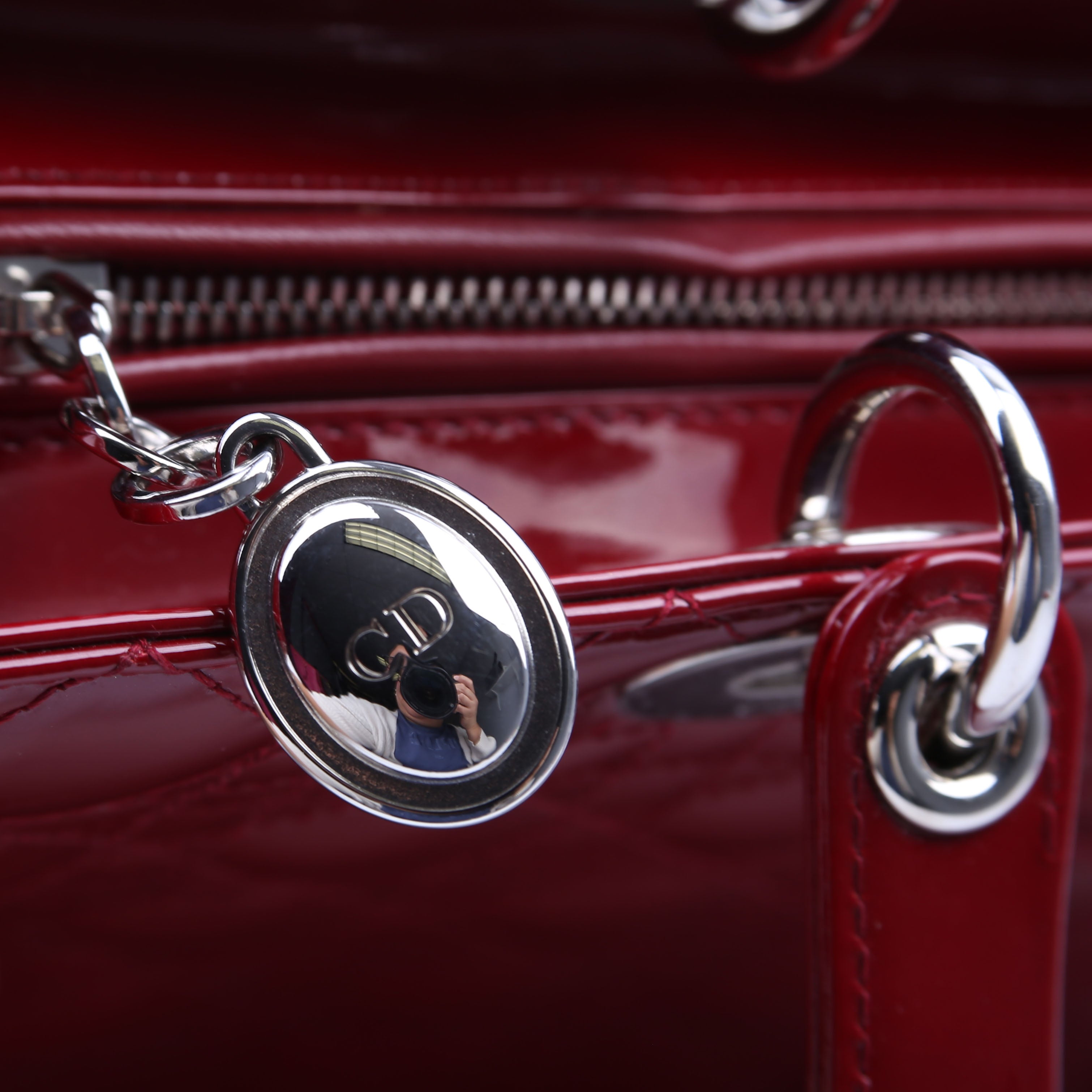 Lady Dior Large Patent Red
