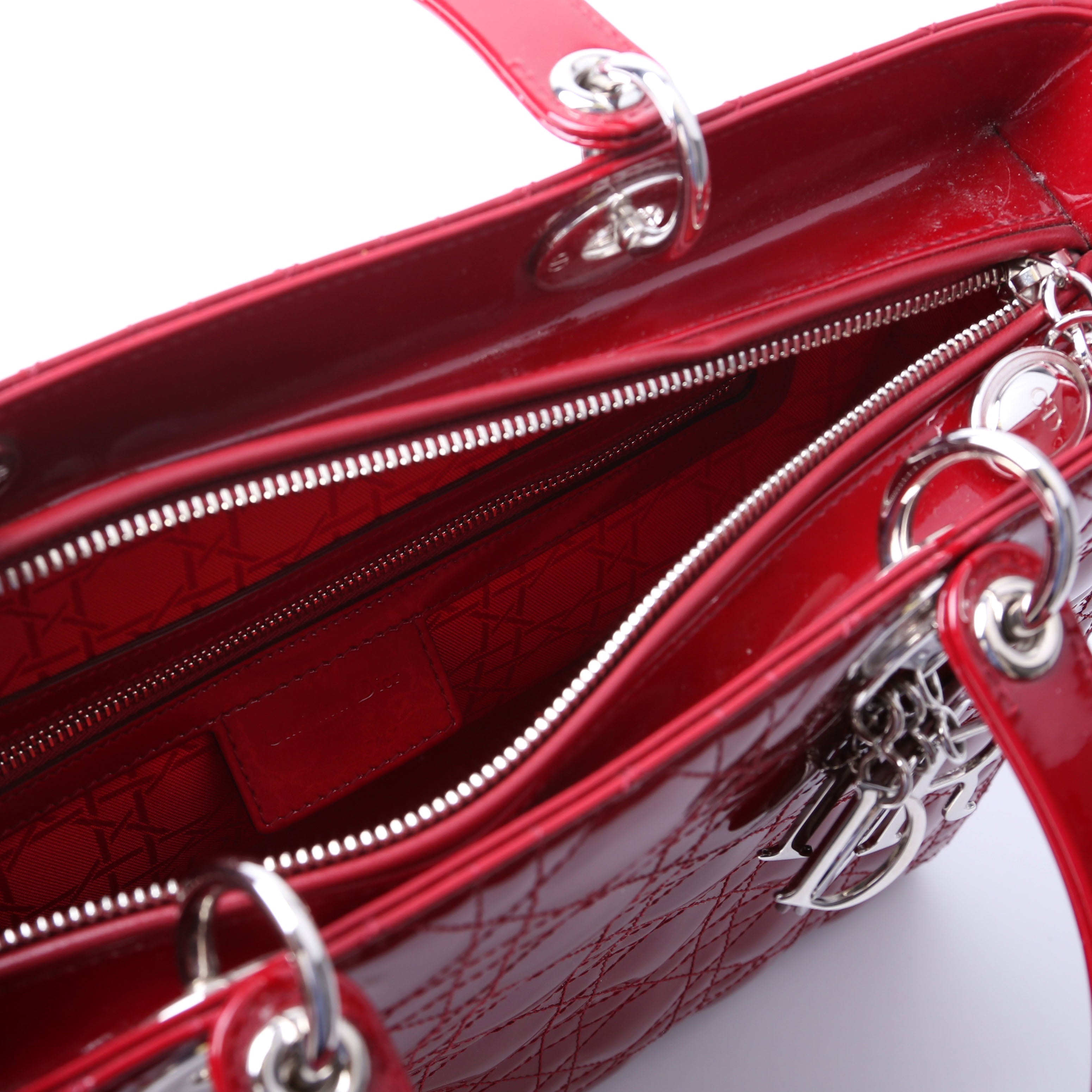 Lady Dior Large Patent Red