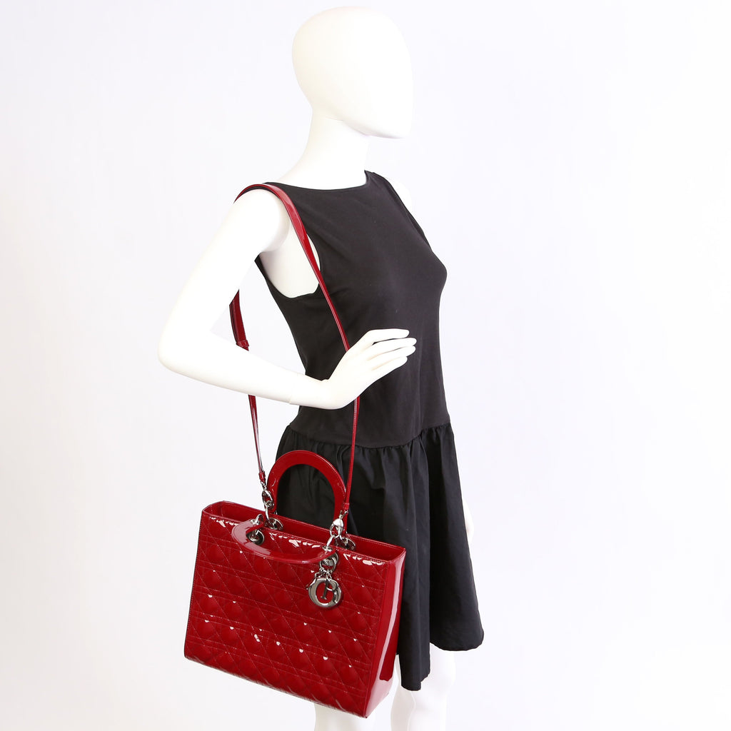 Lady Dior Large Patent Red