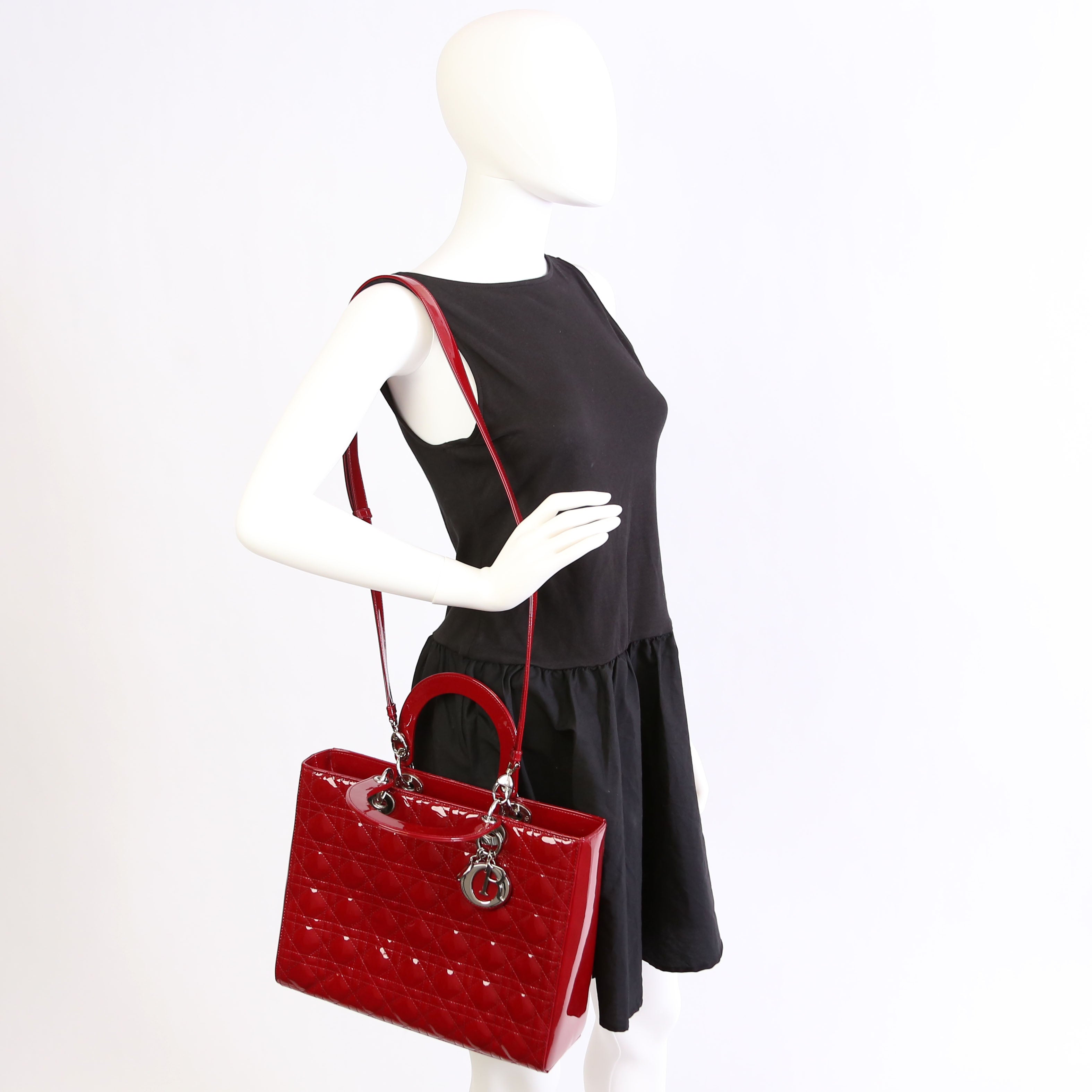 Lady Dior Large Patent Red