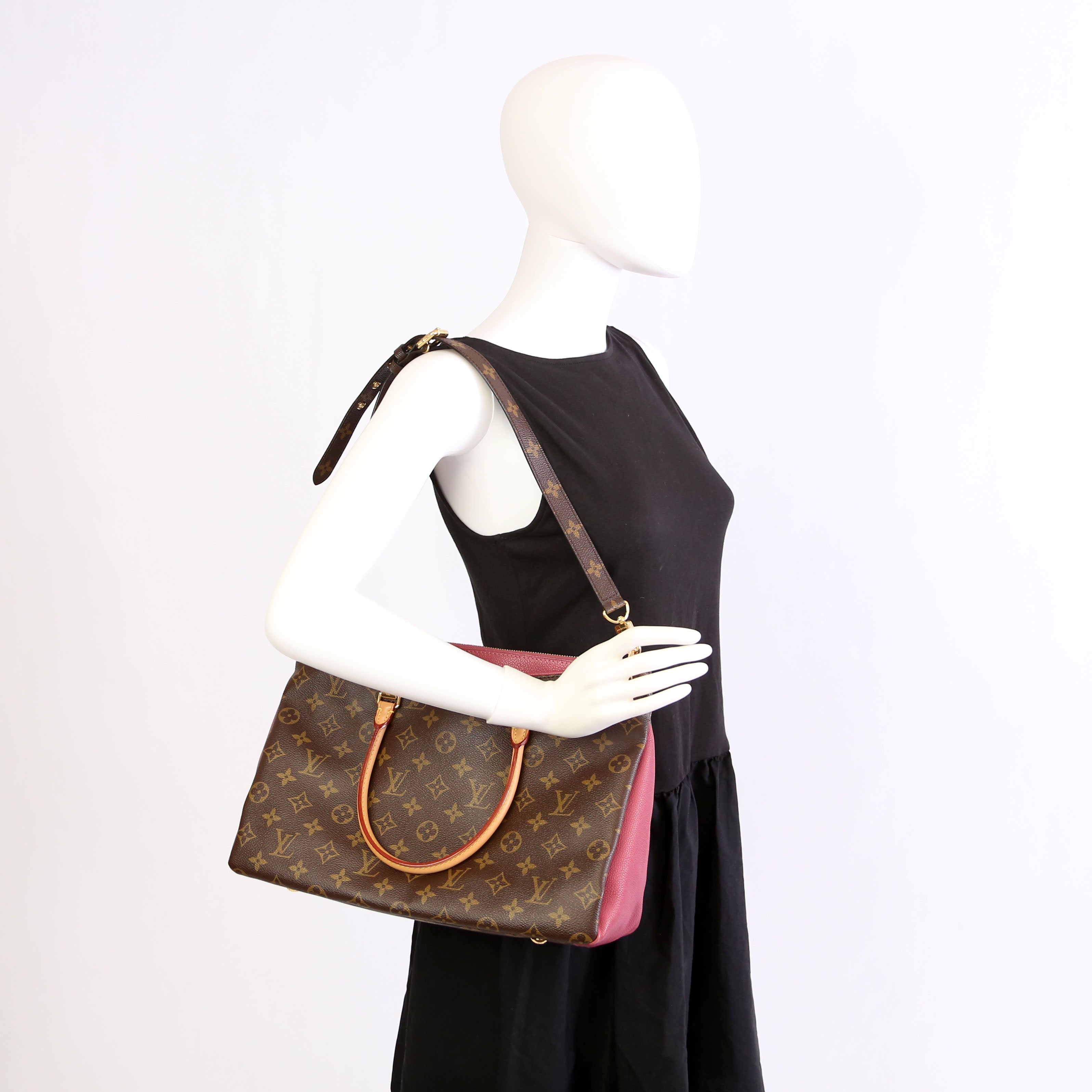 Pallas Tote Monogram Leather Side Mauve