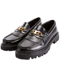 Triomphe Leather Loafers Size 38 Black/Gold