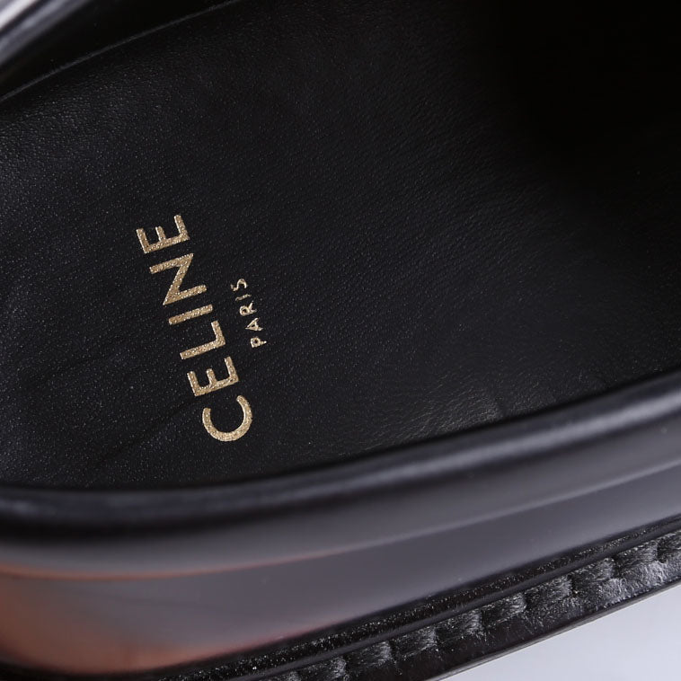 Triomphe Leather Loafers Size 38 Black/Gold
