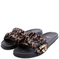 Fendi Feel Satin Slides Size 37 Brown/Black