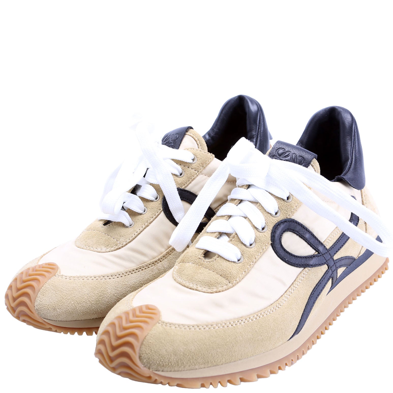 Flow Runner Mesh/Suede Sneakers Size 38 Tan/Black