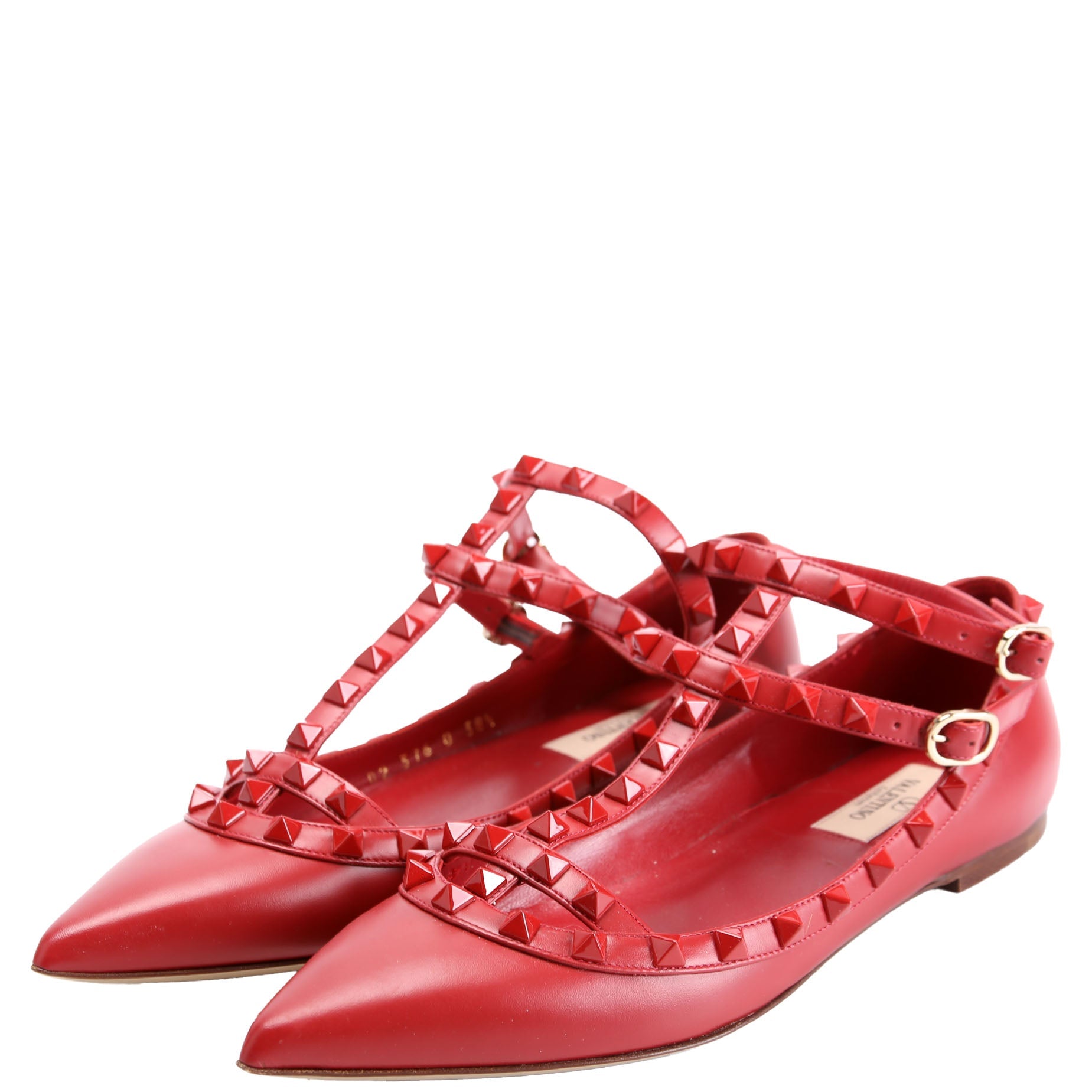 Rolling Rockstud Caged Flats Size 38.5 Red
