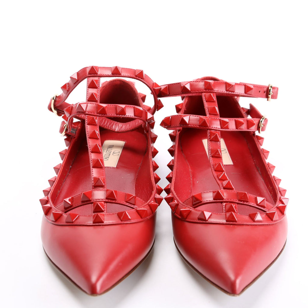 Rolling Rockstud Caged Flats Size 38.5 Red