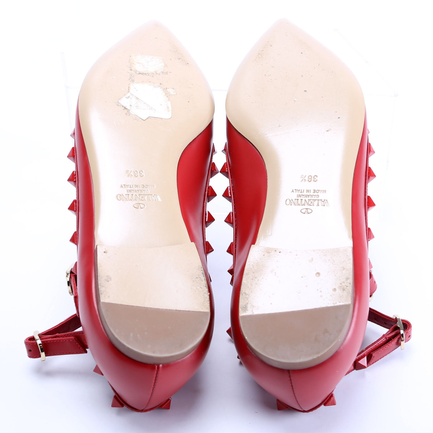 Rolling Rockstud Caged Flats Size 38.5 Red