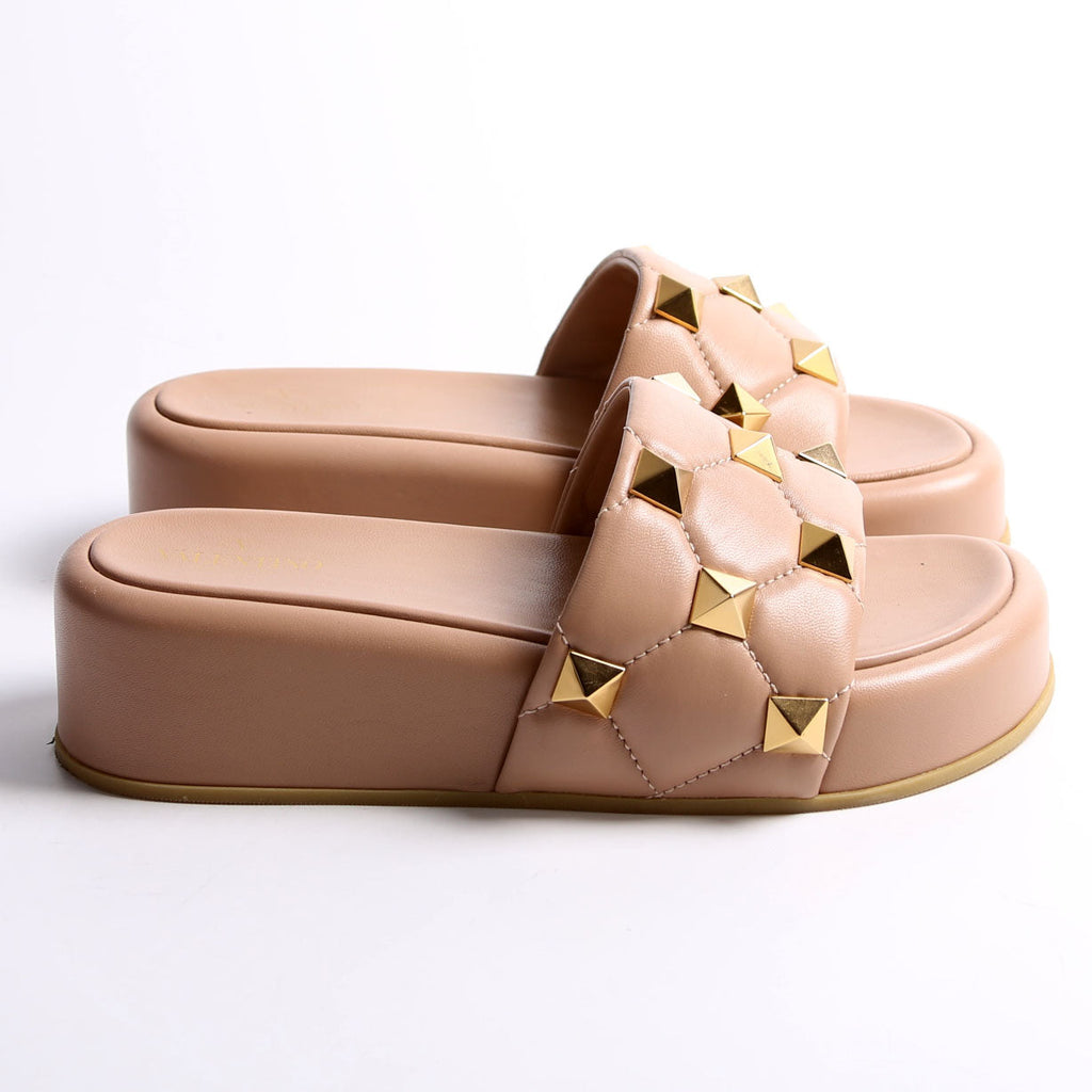 Roman Stud Platform sandals Size 38 Beige/Gold