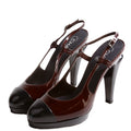 Cap Toe Patent Slingback Pumps Size 39 Navy/Burgundy