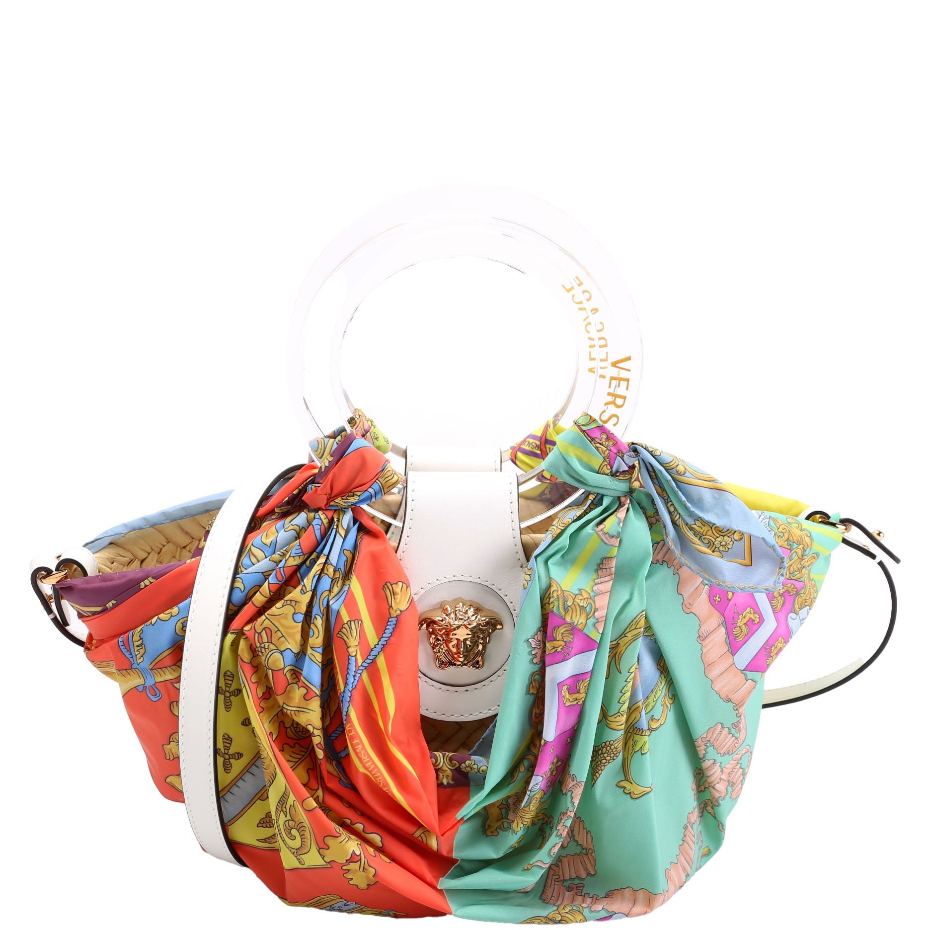 LA Medusa Raffia Scarf Top Handle Small Multicolor