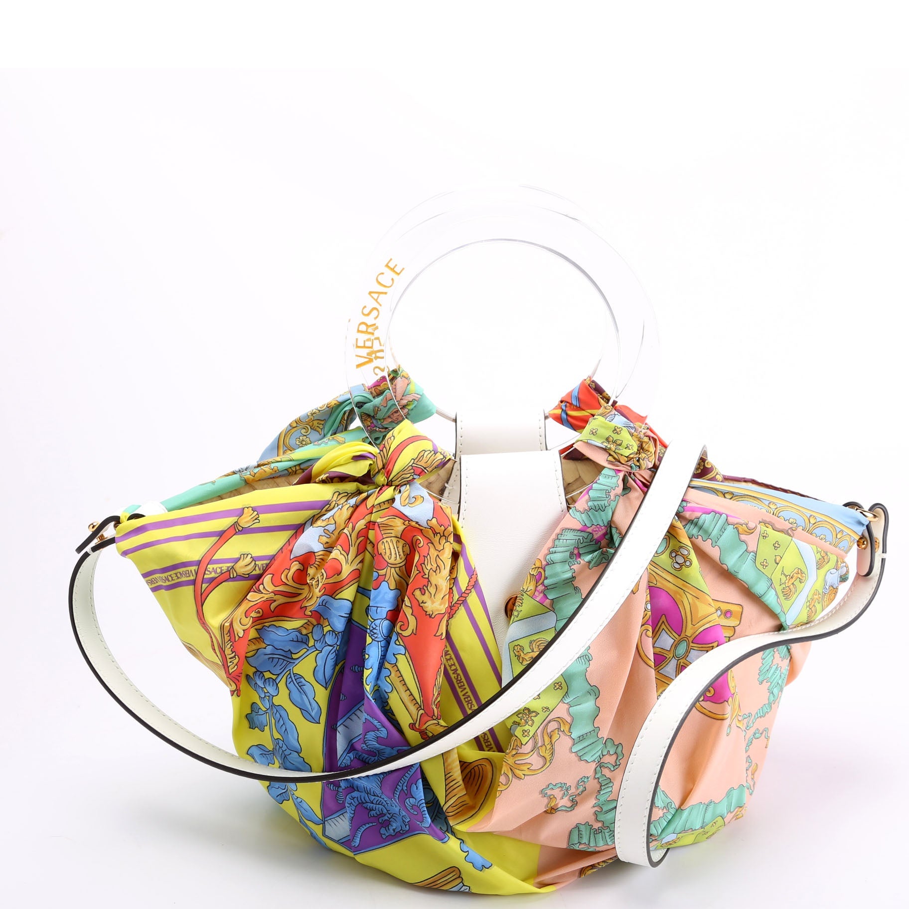 LA Medusa Raffia Scarf Top Handle Small Multicolor