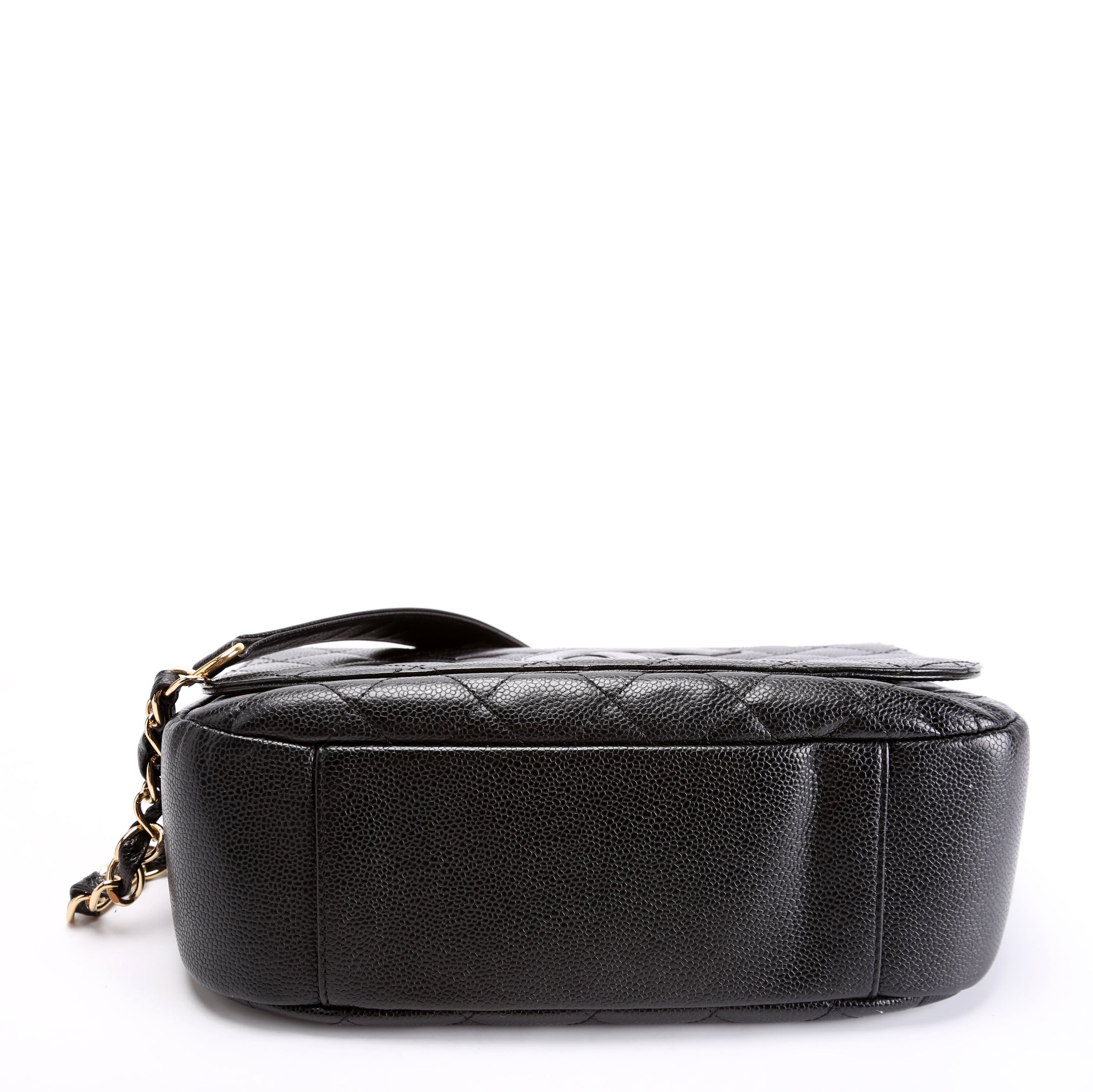 Timeless CC Medium Chain Flap Quilted Caviar 8M Black