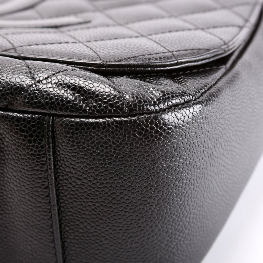 Timeless CC Medium Chain Flap Quilted Caviar 8M Black