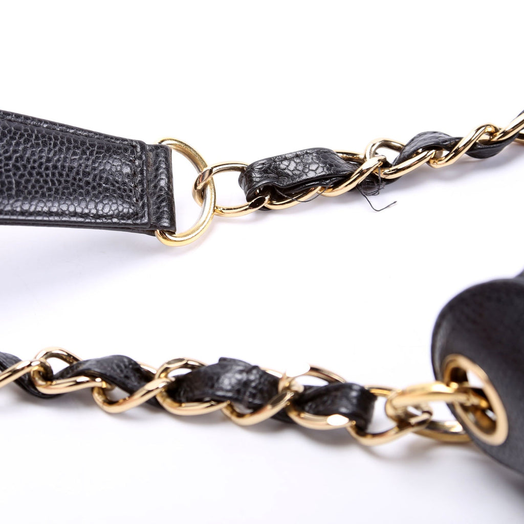 Timeless CC Medium Chain Flap Quilted Caviar 8M Black
