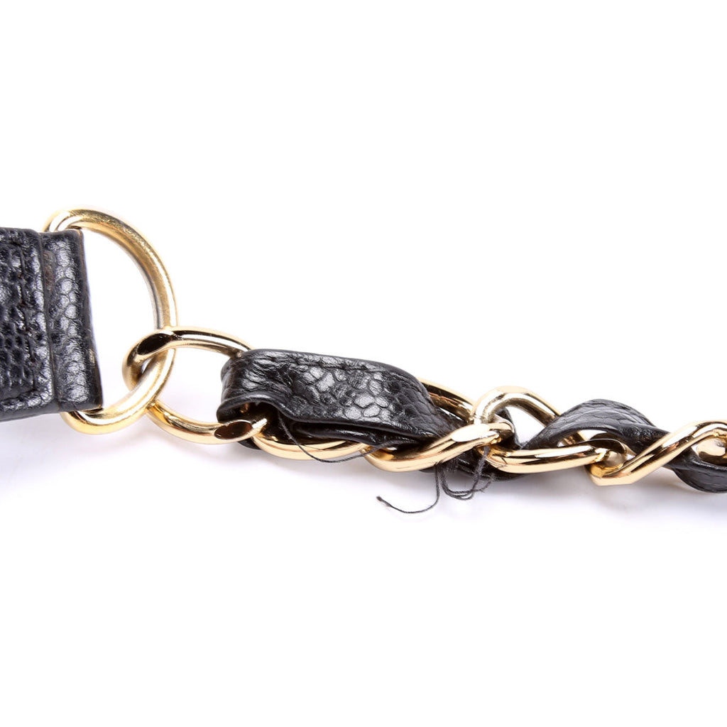 Timeless CC Medium Chain Flap Quilted Caviar 8M Black