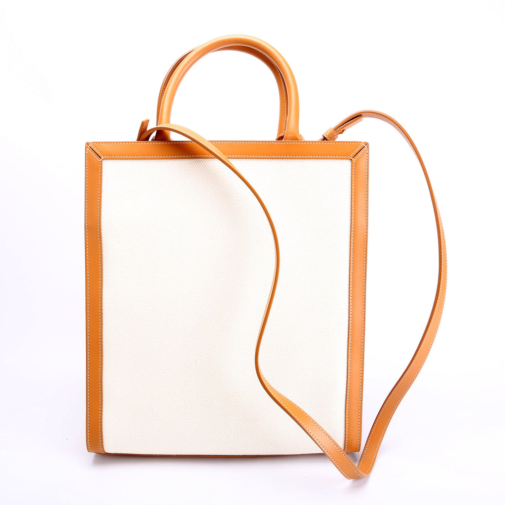 Cabas Vertical Small Canvas Tan