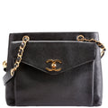 Turnlock CC Flap Shoulder Caviar Vintage Black