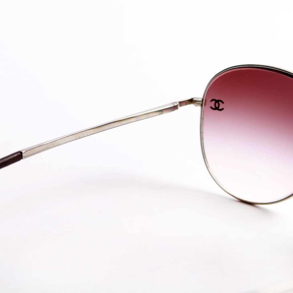 4189-T-Q Aviator Sunlgasses Purple/Silver