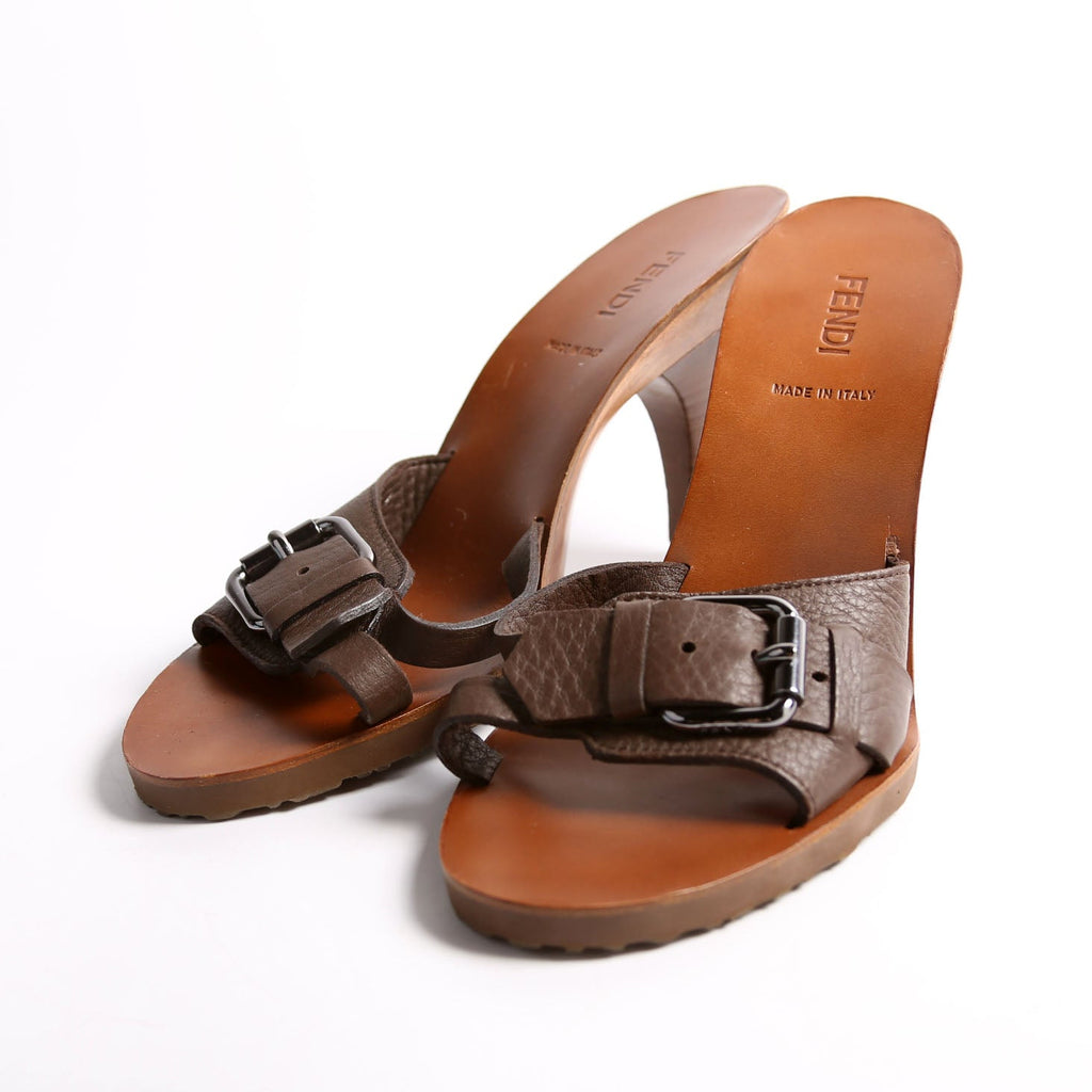 Buckle Leather Mules Size 37