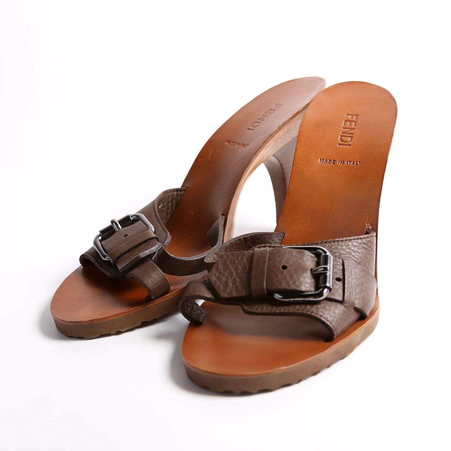 Buckle Leather Mules Size 37