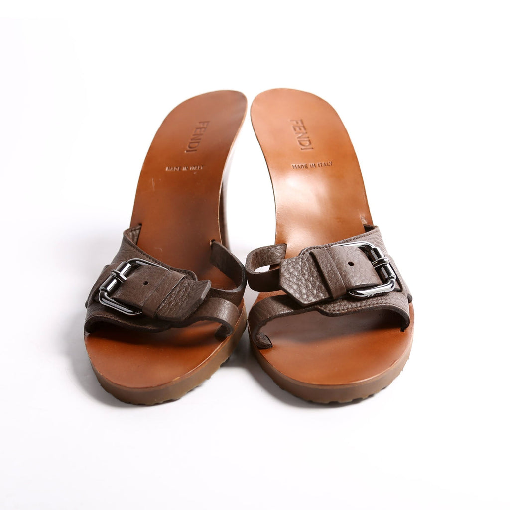 Buckle Leather Mules Size 37