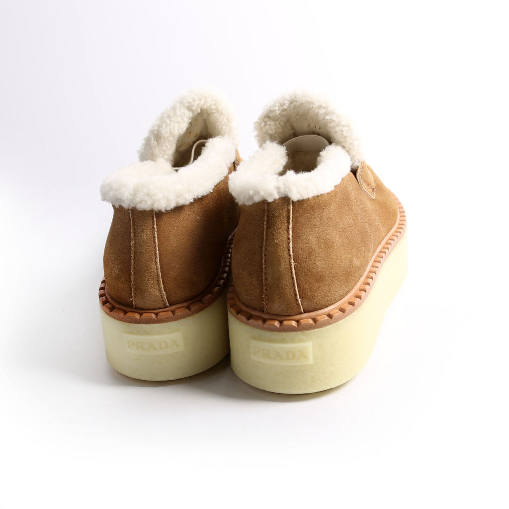 Suede Shearling Cinnamon Loafers Size 38 Brown