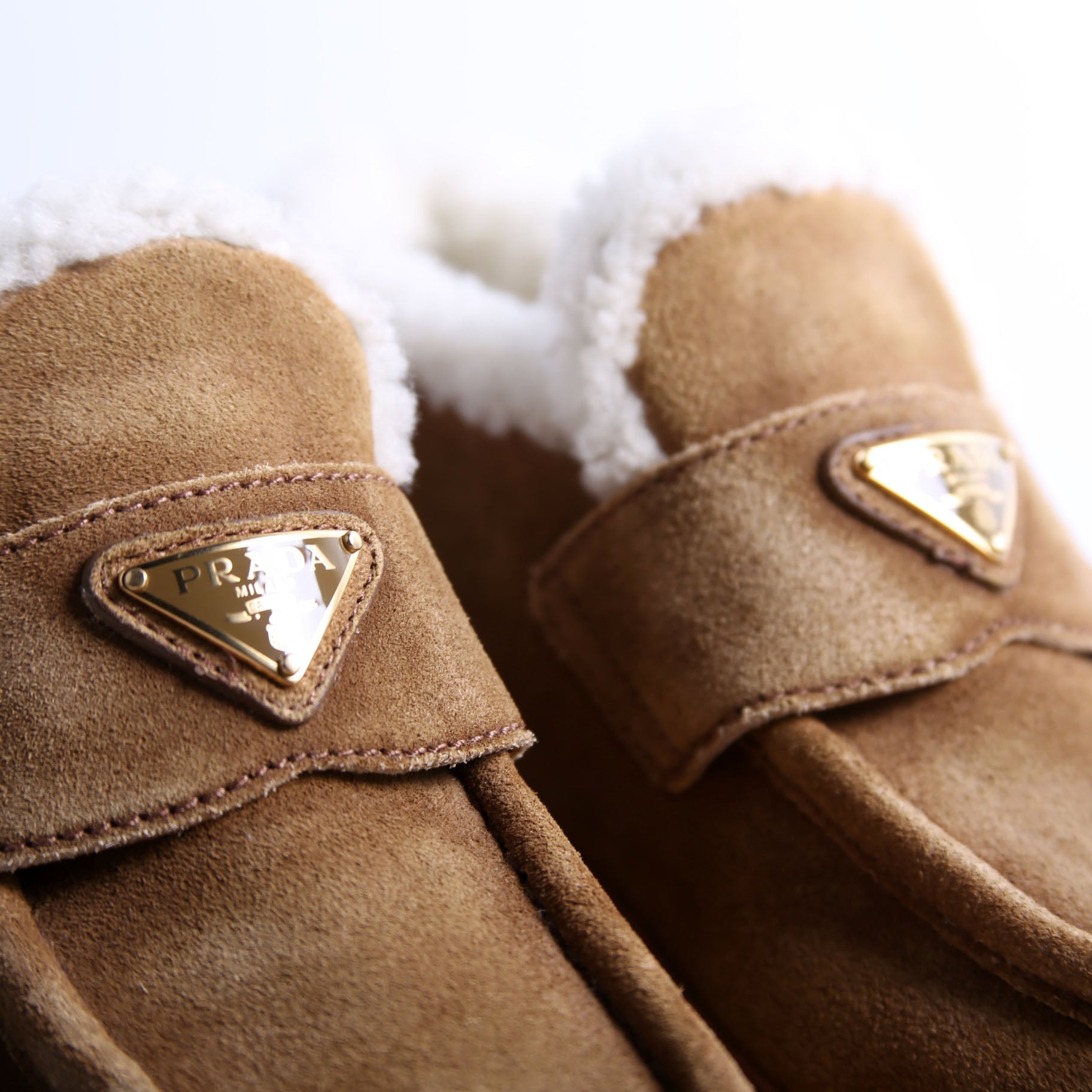 Suede Shearling Cinnamon Loafers Size 38 Brown