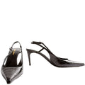 Vendome Crocodile Embossed Pointed Toe Slingback Kitten Heels Size 38