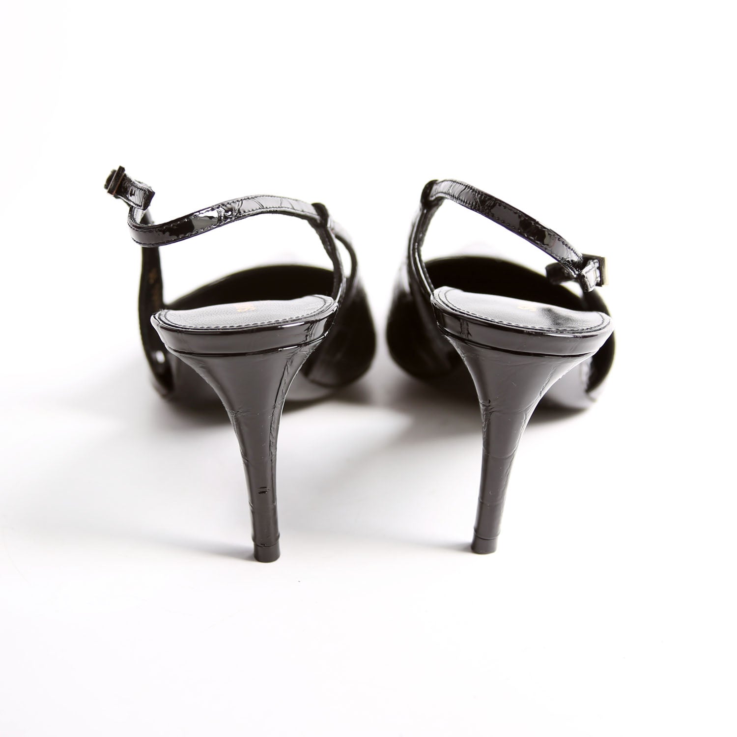 Vendome Crocodile Embossed Pointed Toe Slingback Kitten Heels Size 38