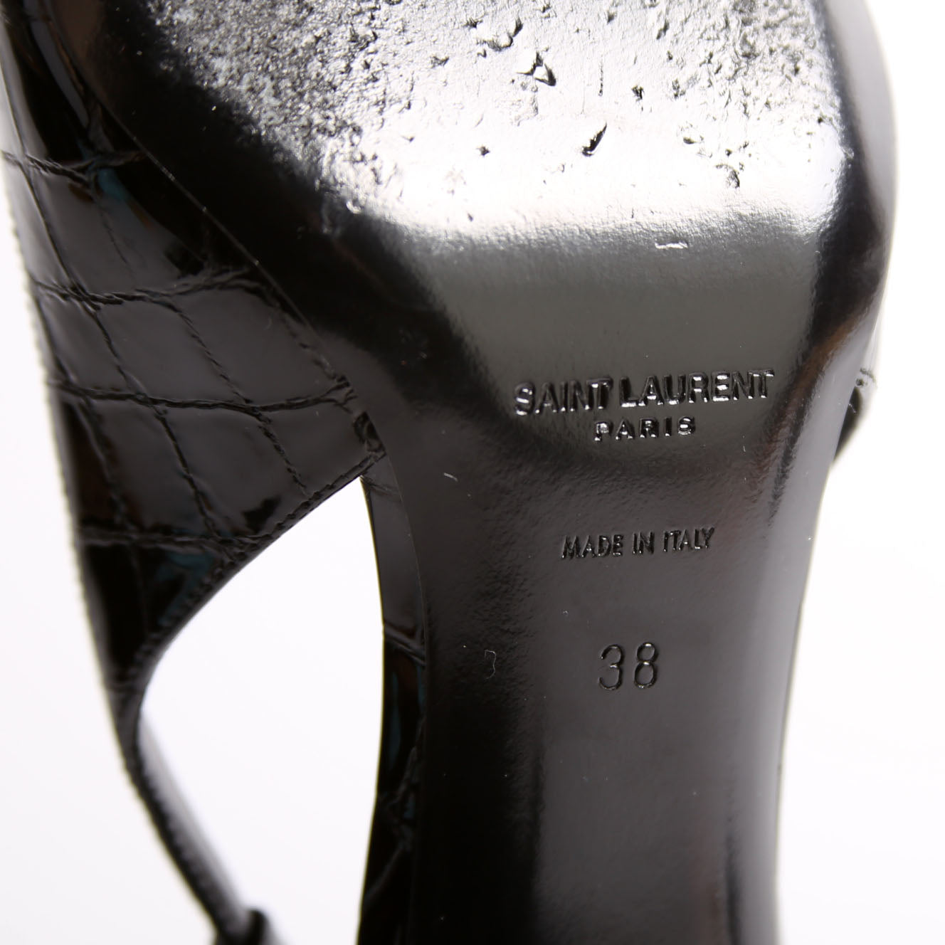 Vendome Crocodile Embossed Pointed Toe Slingback Kitten Heels Size 38