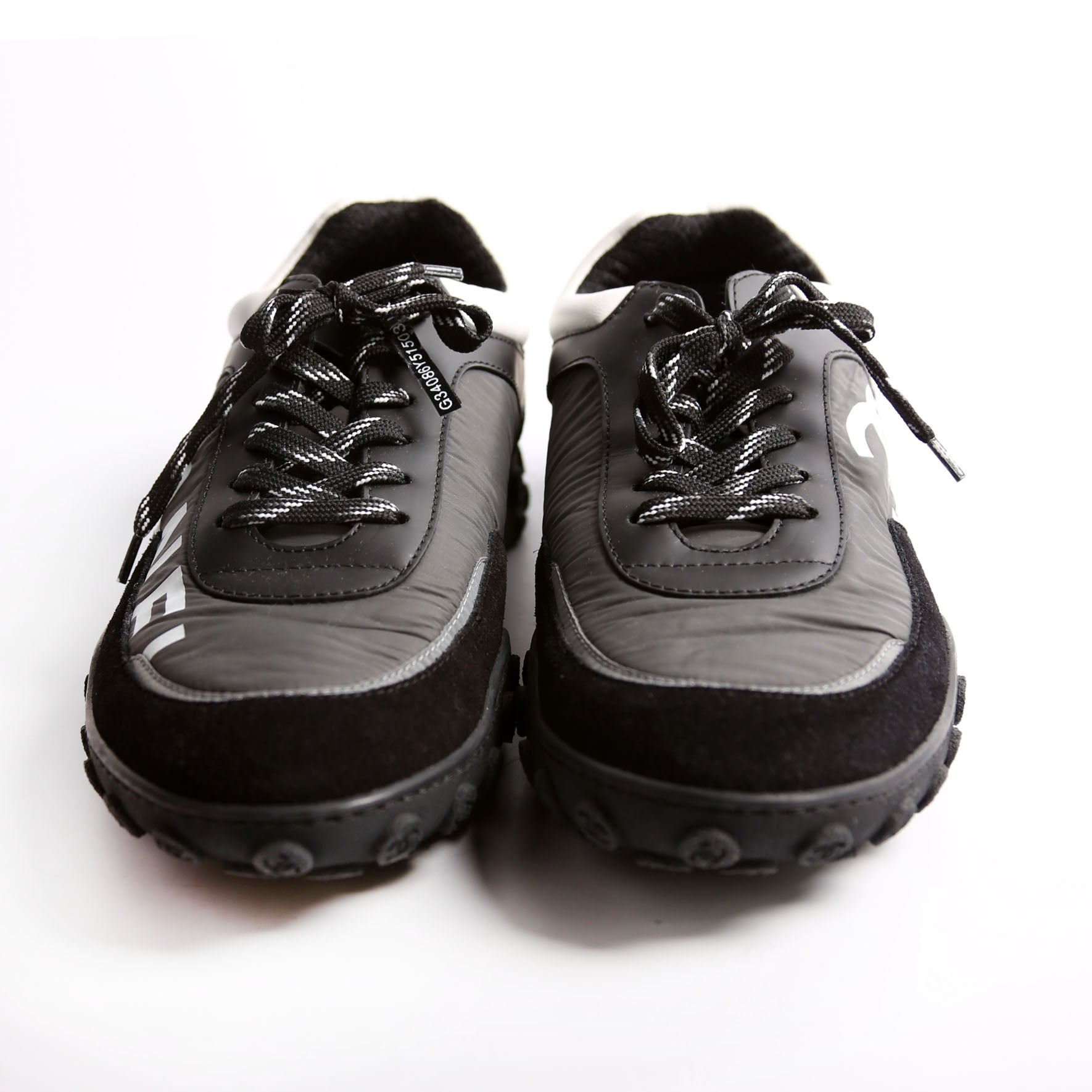CC Suede/Nylon Low Top Sneakers Size 40.5 Black/White/Gray