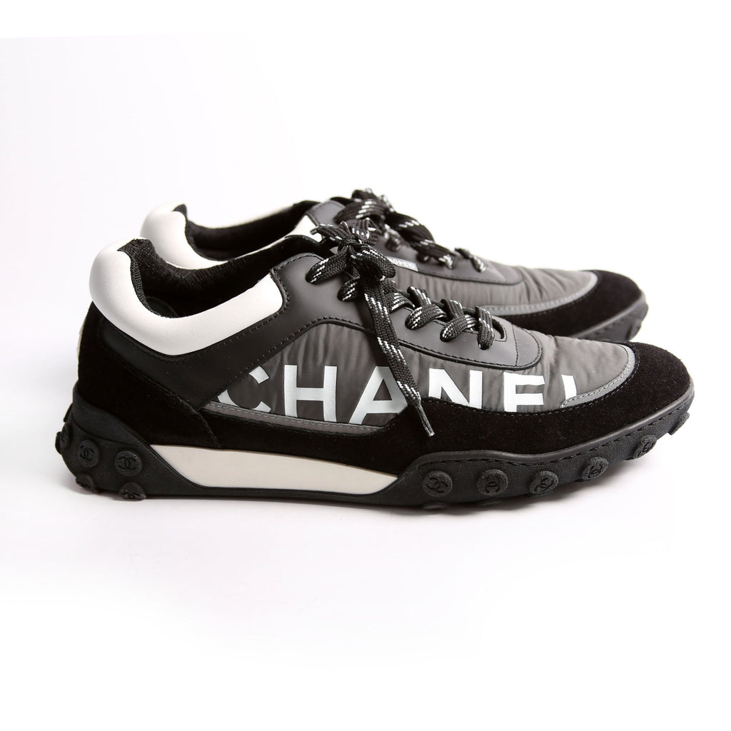 CC Suede/Nylon Low Top Sneakers Size 40.5 Black/White/Gray