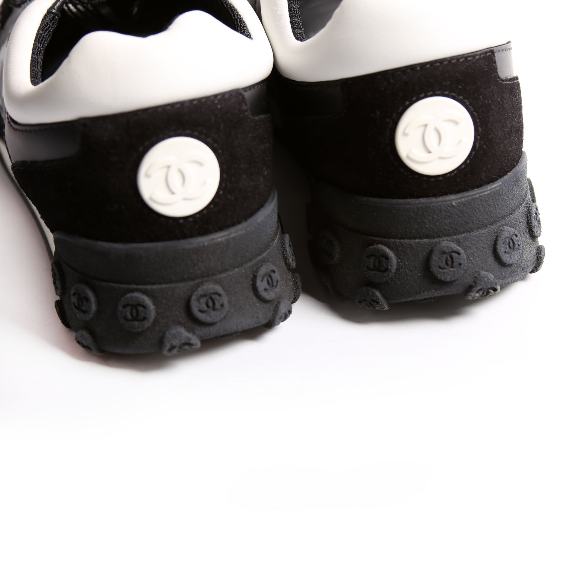 CC Suede/Nylon Low Top Sneakers Size 40.5 Black/White/Gray