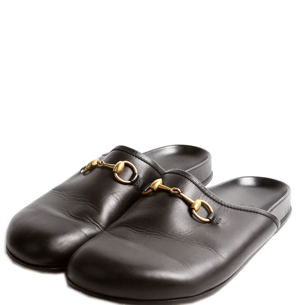Gucci Horsebit River Mules Men's Size 9 Black/Gold