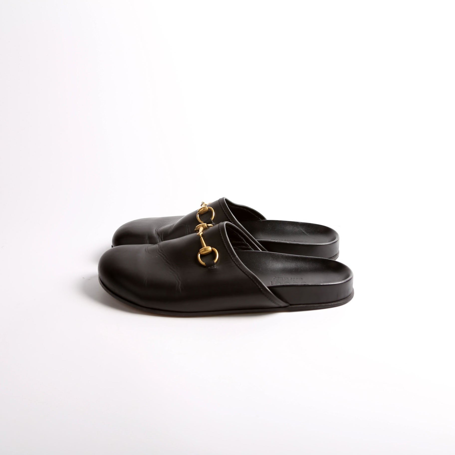 Gucci Horsebit River Mules Men's Size 9 Black/Gold