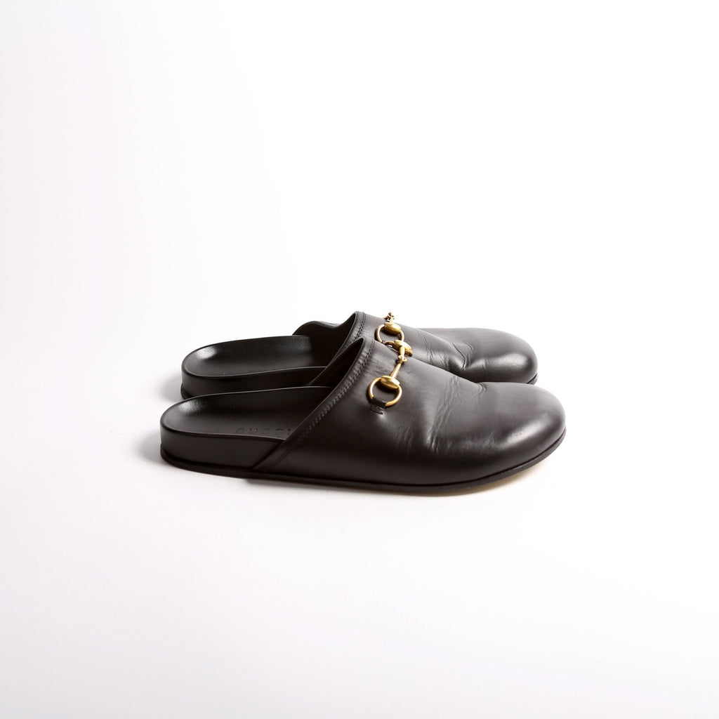 Gucci Horsebit River Mules Men's Size 9 Black/Gold