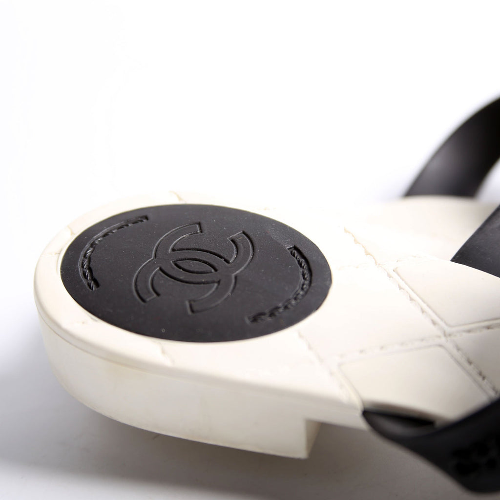 Camellia Flower Rubber Flip Flops Size 42 White/Black